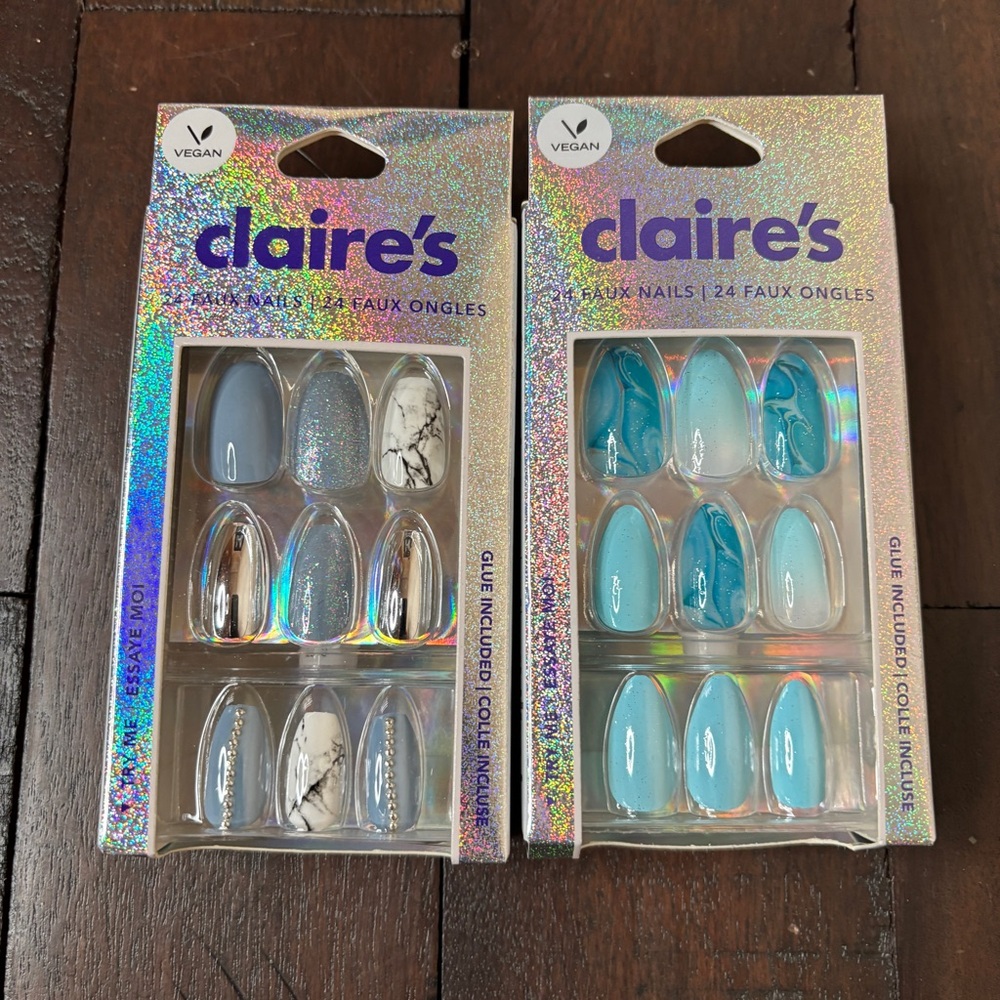 Claire's‎ Press On Nails Vegan Almond & Coffin Shape - New in Box - Never Opened